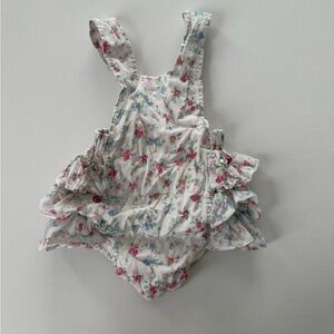 Love Shack Fancy Floral Baby Romper with Ruffle Accents